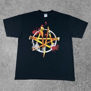 Vintage Moonspell Band T Shirt Mens XL Black 2006 Pentagram Goth Metal Rock Y2K